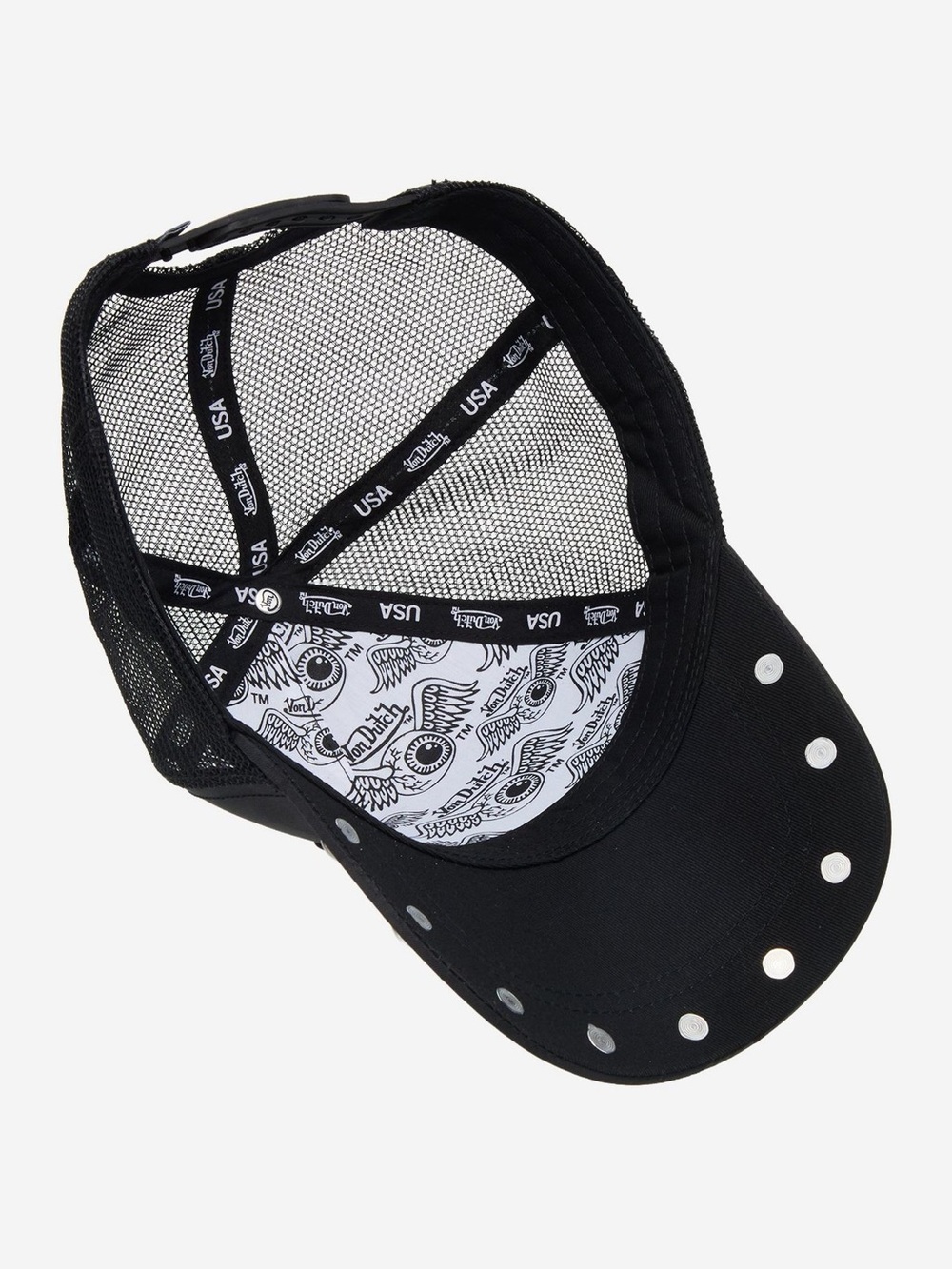 Von Dutch Black Studded Trucker Hat with Pink Patch - Picture 4 of 4